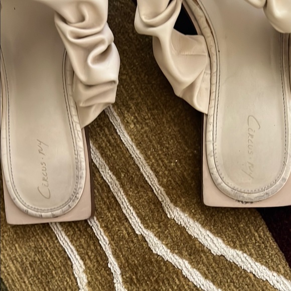 Cream Square-Toe Ruched Sandals - Picture 6 of 6